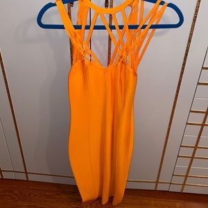 House of cb orange backless dress